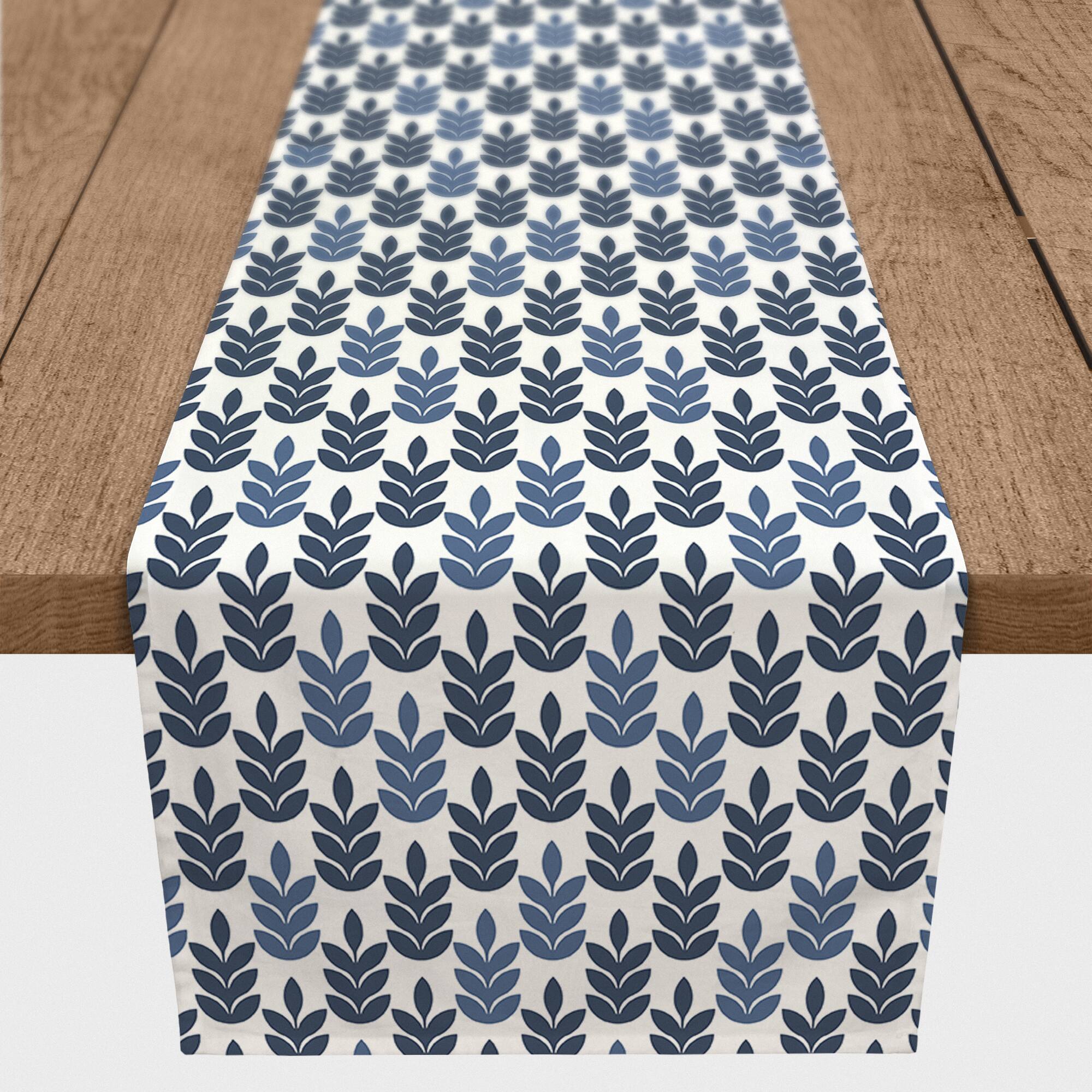 Navy Leaves Outdoor Table Runner